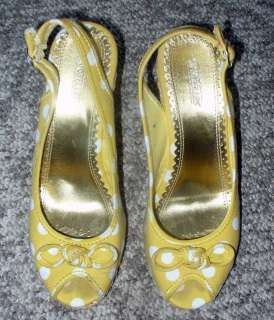 SEYCHELLES Yellow Dot PS I Love You Wedge Sandals 8 $80  