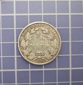 1906 e German empire silver 1/2 mark .900 silver historical coin 