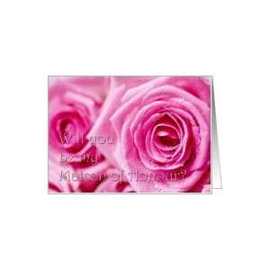  Pink roses   matron of honour invitation Card Health 
