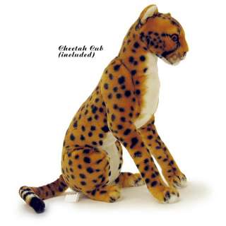   Lifelike Plush Safari Cheetah Family Set with Realistic Sound