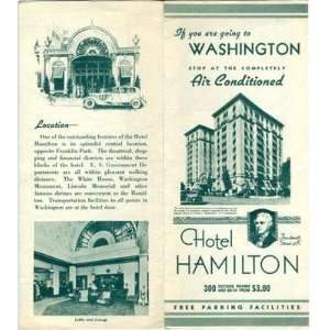  Hotel Hamilton Brochure 14th & K in Washington DC 1930s 