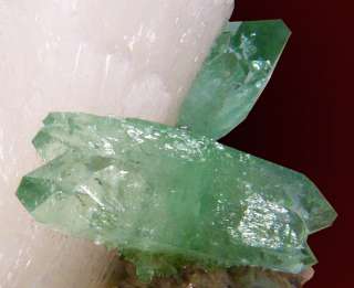 Green APOPHYLLITE TerminatedPyramid Crystals+STILBITE  