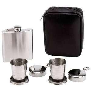  Personalized Set of 6 6Oz Flask W/ Collapsible Cup 4pc 