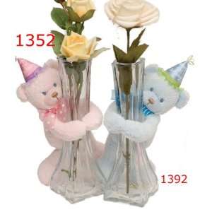   Main 1352 Lil Babys 1st Birthday Bear   Pink Vase Hugger Toys & Games