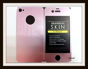 New iPhone 4 Aluminium Skin Front and Back Cover Pink  