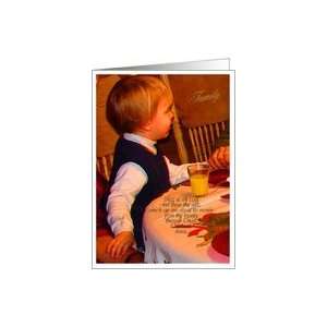 Christmas Dinner Invitation, Bless Us Oh Lord, Child at Table, in 