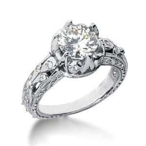  Glamorous Antique Round Diamond Ring in Platinum Jewelry