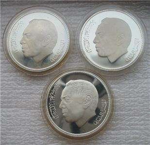MOROCCO 50 Dirhams 1975 1976 Silver Proof 3 Coins Set  