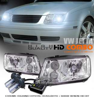 99 04 Volkswagen Jetta/Bora MK4 Chrome Crystal Headlights+DRL FOG 