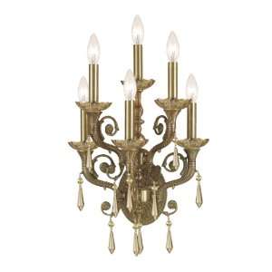   Light Solid Brass Majestic Wood Polished Lead Crystal Wall Sconce 5176