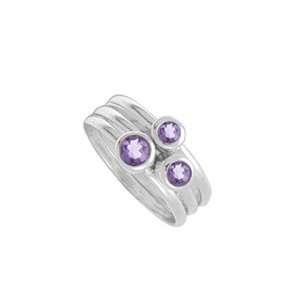  Boma Sterling Silver & Amethyst Set of 3 Stacking Rings 