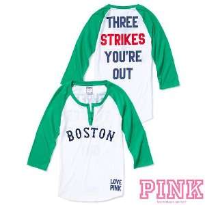  Boston Red Sox Victorias Secret PINKï¿½ Raglan Henley 