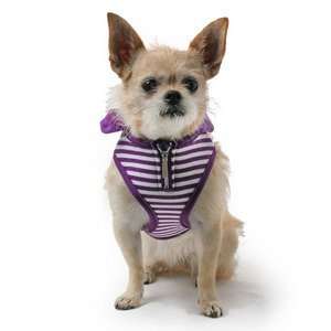  Striped Hoodie Dog Harness S VIOLET