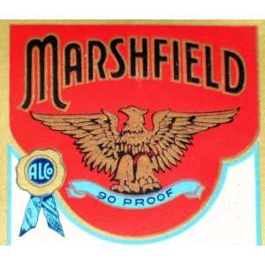  Classic, Marshfield Bourbon Whiskey Label, Quart, 1930s 