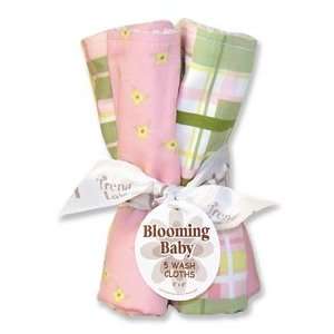 Blooming Bouquet Wash Cloth  5 Pack Set Nantucket Pink Madras Twill 