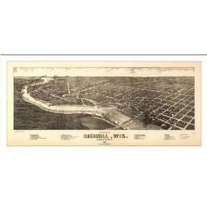 Historic Merril, Wisconsin, c. 1883 (L) Panoramic Map Poster Print 