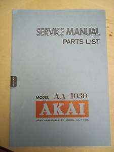 Vtg Akai Service/Repair Manual~AA 1030/1030L Stereo Receiver~Original 