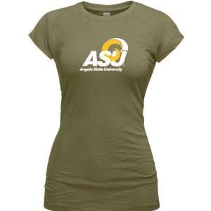  Angelo State Rams Olive Womens Logo Vintage T Shirt 