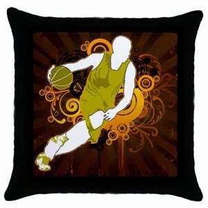  Retro Basketball Player Black Throw Pillow Case
