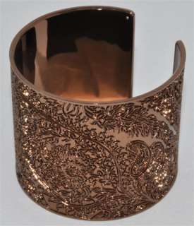 Burberry Copper Etched Paisley Bracelet Cuff  