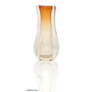 Murano handblown vase, Amber Ruffles 