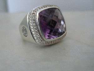 David Yurman 15mm Albion Amethyst Diamond Ring  