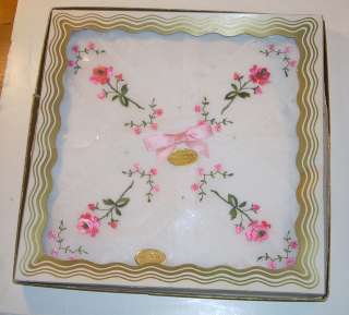 Two Lovely Vintage Swiss Handkerchiefs, One Lace and One Embroidered 