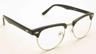 Vintage Clear Lens Black Wayfarer Eyeglasses Glasses  