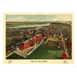  Boston, Massachusetts   Panoramic Map Premium Poster Print 