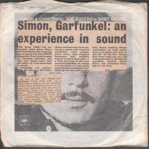    BOXER 7 INCH (7 VINYL 45) UK CBS 1969 SIMON AND GARFUNKEL Music
