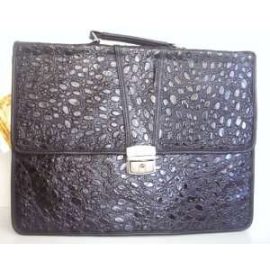   Leather Briefcase with Embossed Alligator Grain Design