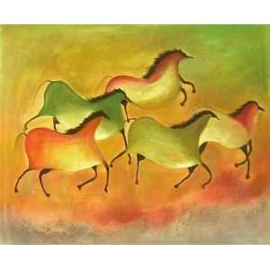  The Horses of Genghis Khan Oil Painting on Canvas Hand 