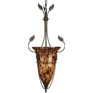  Danah  Pendant Lamp Antique Bronze with Amber Glass Shade 