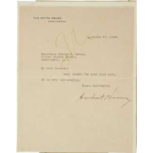  Herbert Hoover Typed Letter Signed As President 