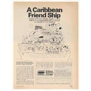  1970 Holland America Statendam Cruise Friend Ship Print Ad 