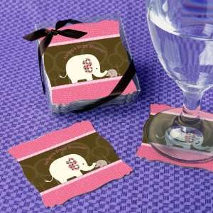  Pink Baby Elephant   Set of 15 Baby Shower Coasters 