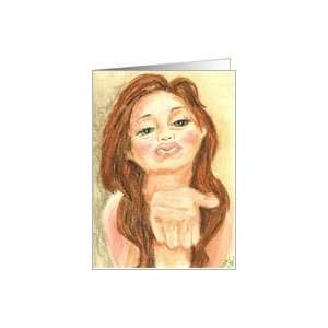  Blowing a Kiss Thank You or All Occasion Kissing Card 