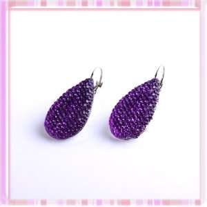 Lady Popular Nice Purple Water Drop Acrylic Excellent Earring One Pair 