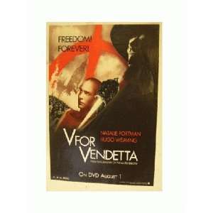   For Vendetta Poster Natalie Portman Freedom Forever 