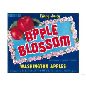 Apple Blossom Apple Label   Wenatchee, WA Premium Poster Print, 24x32 
