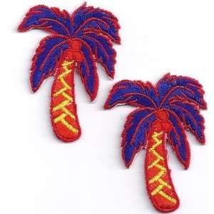   Trees(2) in Bright Colors/Iron On Embroidered Applique/Tropical, Beach