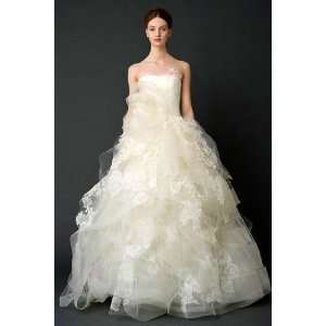  Strapless Ball Gown Featuring Draped Skirt with Appllique 
