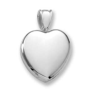  14k White Gold Premium Weight Heart Picture Locket 