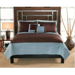  Barclay Quilt Set Aqua Chocolate