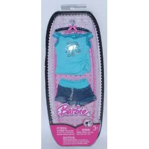  Barbie Trend Outfit   Aqua Print Top with Black Shorts Aqua 