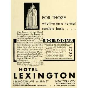  1930 Ad Hotel Lexington Leslie Kincaid Frank Gregson 