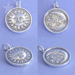 SUN MOON CELESTIAL Sterling Silver Charm Pendant  