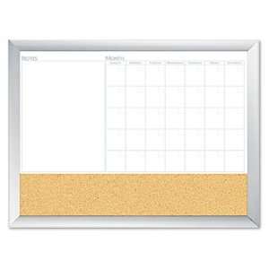 Magnetic Dry Erase 3 N 1 Board Cork Area 36 x 24 White with Silver 