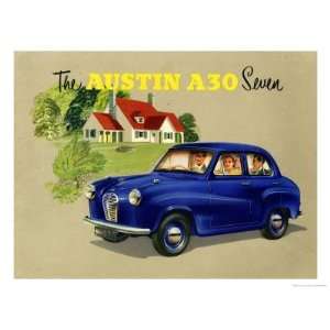  Idyllic Austin A30 Giclee Poster Print, 12x9