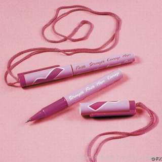 72 ) PINK BREAST CANCER AWARENESS PENS With NECKLACE  